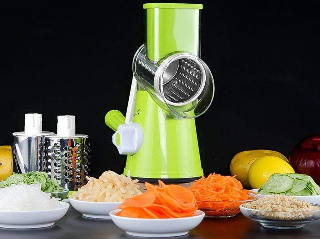 New Vegetable Cutter & Slicer Manual Kitchen Cheese Chopper Machine With 3 Sharp Drums Multifunctional Garlic Potato Shredder For Easy Food Preparation (Random Color)