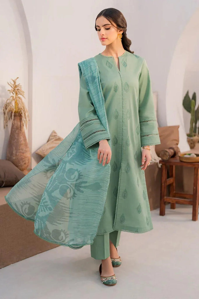 Green Embroidered Lawn 3Pcs Set for Women