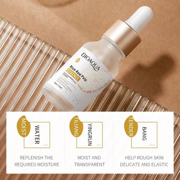 BIOAQUA Hyaluronic Acid and Rice Pulp Serum Hydrating and Brightening Essence 15ml